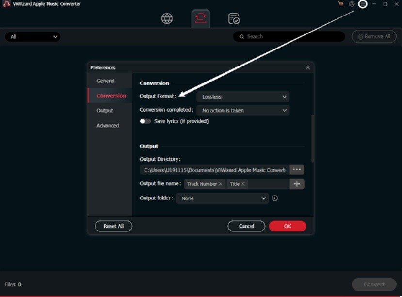 Choose Output Format and Preferences